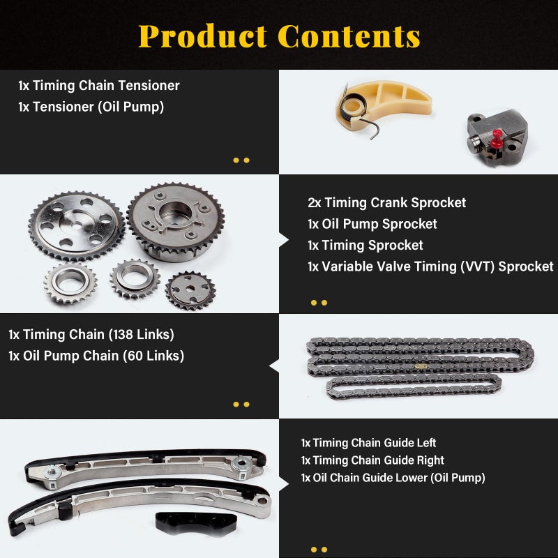 OCPTY Timing Chain Kit for Mazda 3 CX-7 6 2.3L 2260CC l4 GAS DOHC Turbocharged - Image 2